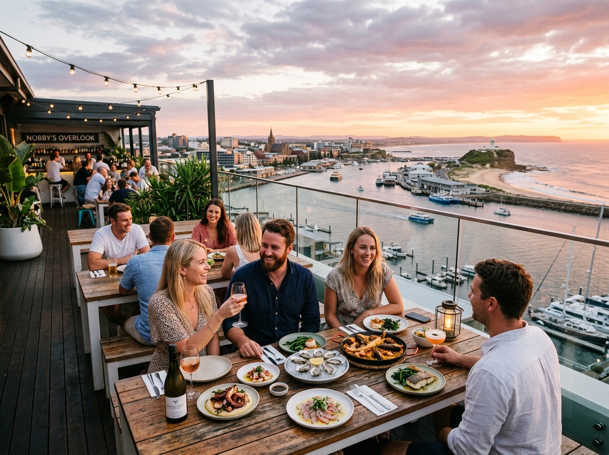 Rooftop restaurant overlooking Newcastle harbour